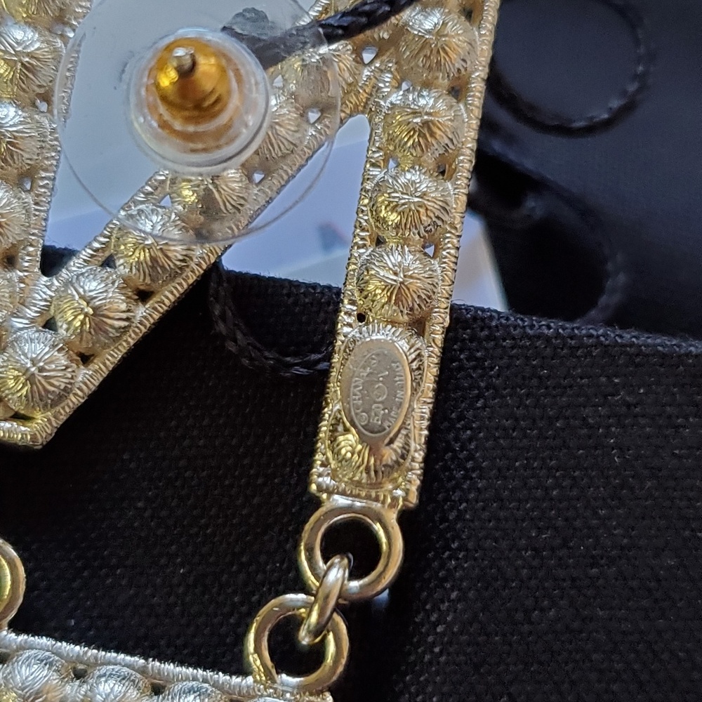 *SOLD*  CHANEL Crystal Letter Earrings - Picture 3 of 6